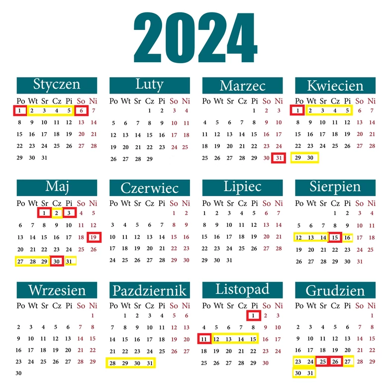 выходные в польше 2024. Календарь