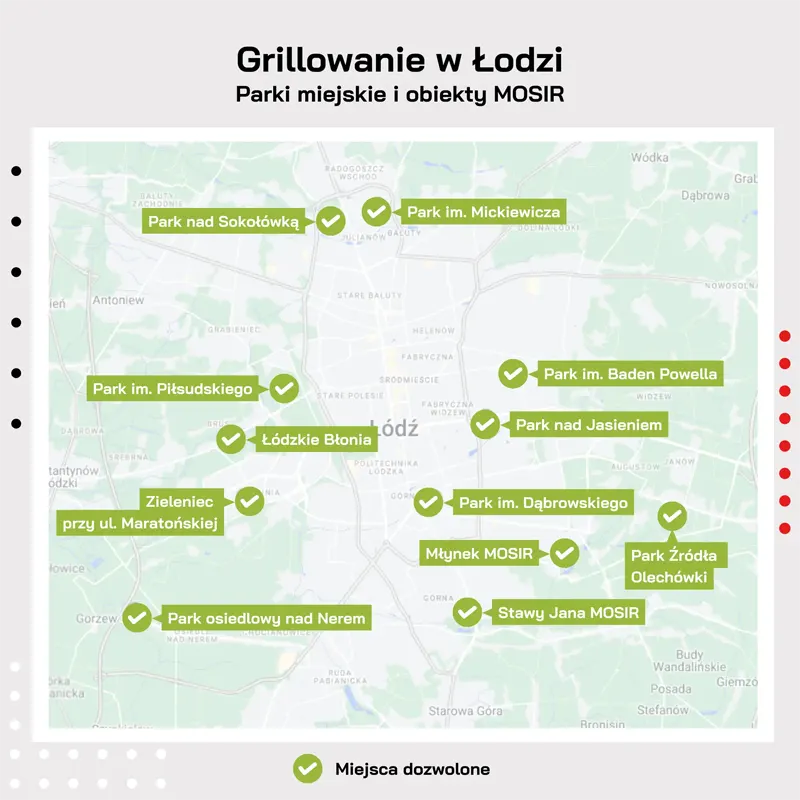 Места для гриля в Лодзи - карта мест с адресами