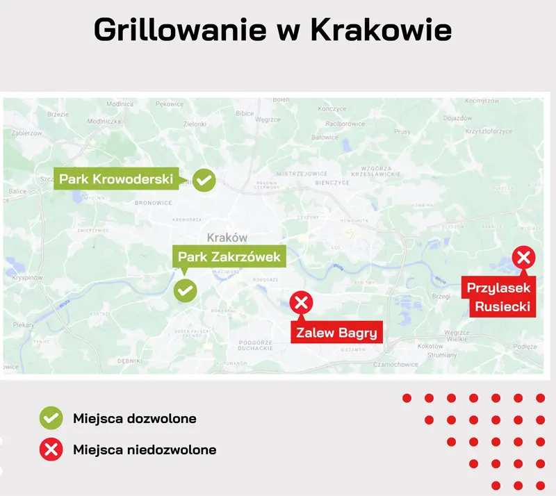 карта мест для гриля в Кракове