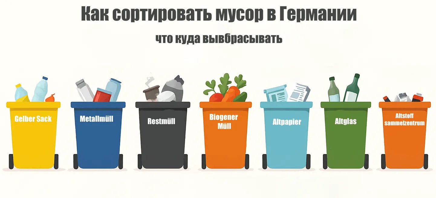 цвета контейнеров для сортировки мусора в германии