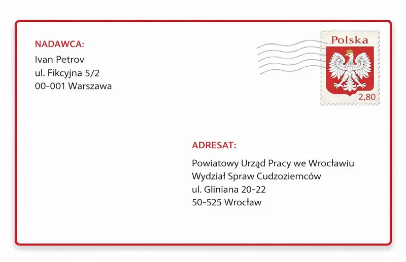 Как заполнить конверт в Польше в ужонд